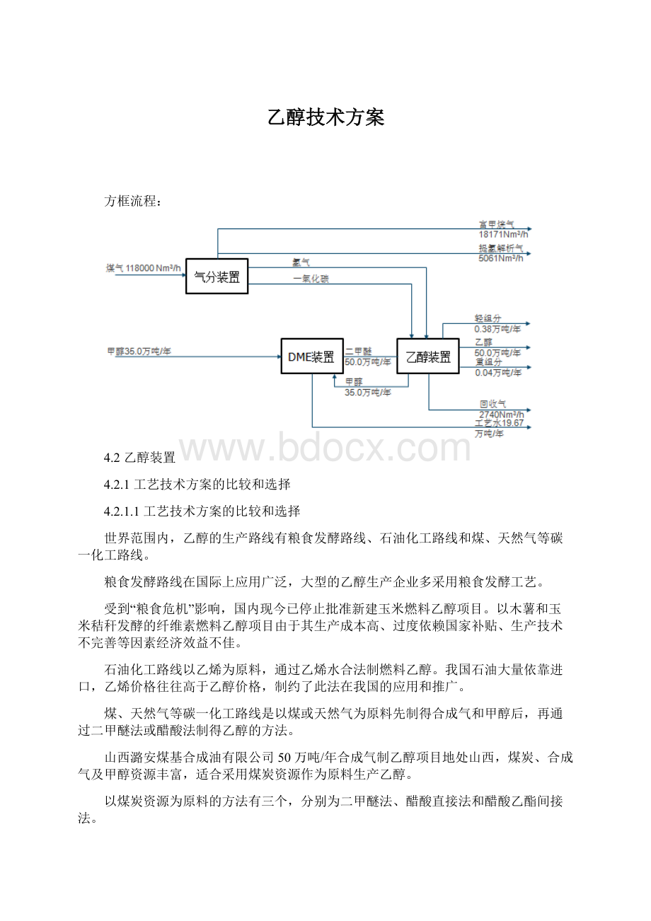 乙醇技术方案Word文档下载推荐.docx_第1页