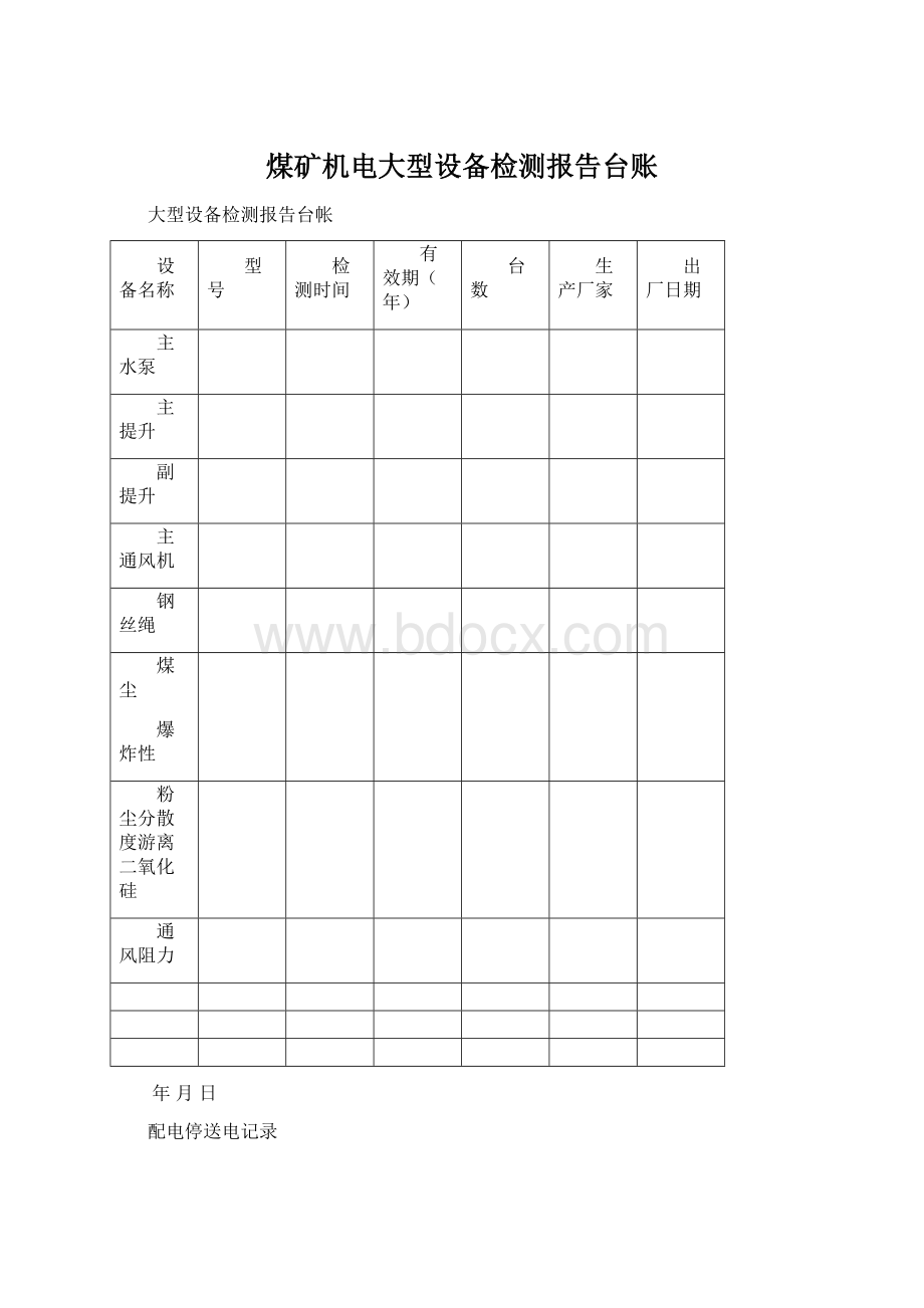 煤矿机电大型设备检测报告台账.docx_第1页