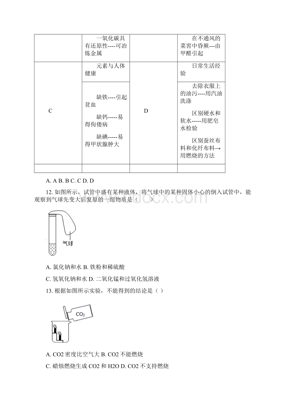 人教版九年级学年度第一学期期末化学试题及答案Word文档下载推荐.docx_第3页