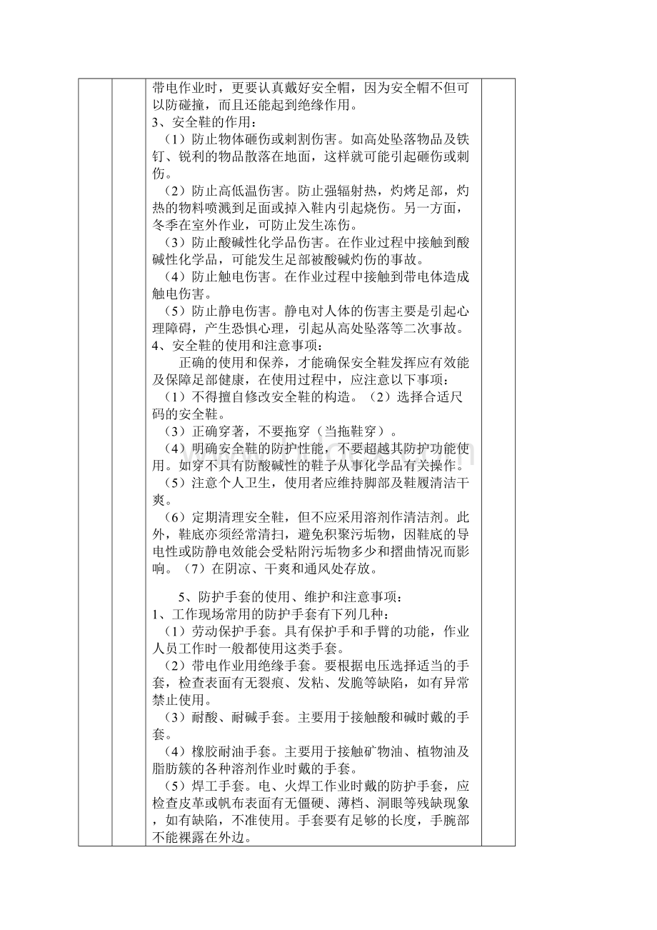 安全教育培训记录表之劳保用品使用安全教育Word格式.docx_第3页