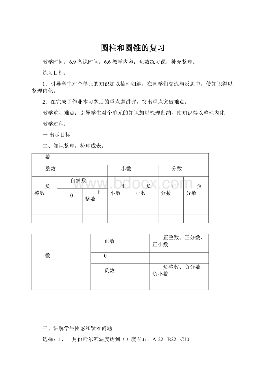 圆柱和圆锥的复习Word格式文档下载.docx_第1页