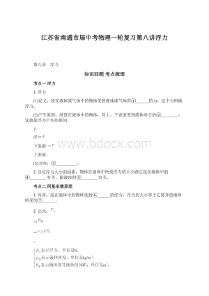 江苏省南通市届中考物理一轮复习第八讲浮力.docx