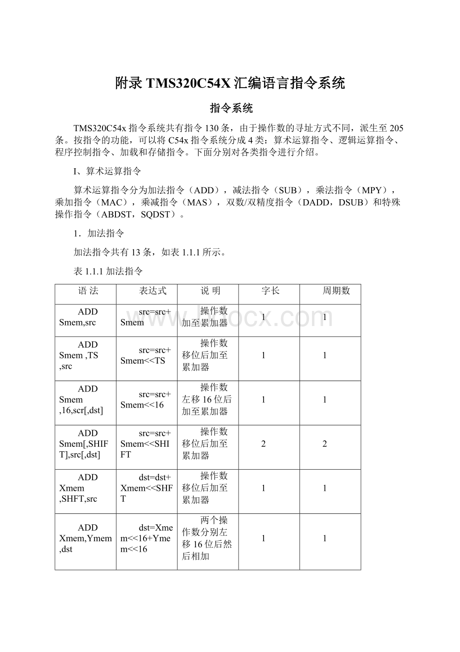 附录 TMS320C54X汇编语言指令系统.docx_第1页