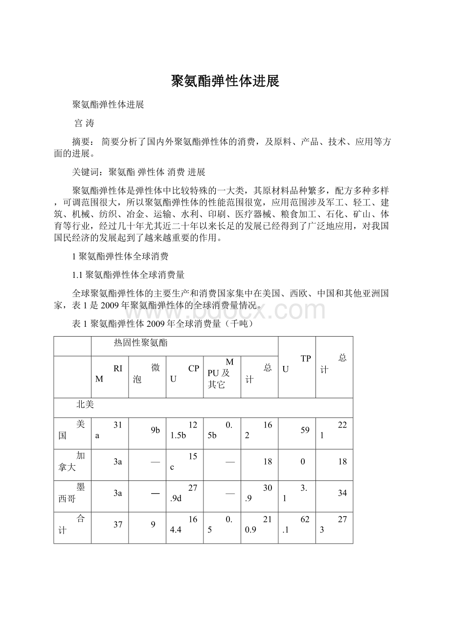 聚氨酯弹性体进展文档格式.docx_第1页