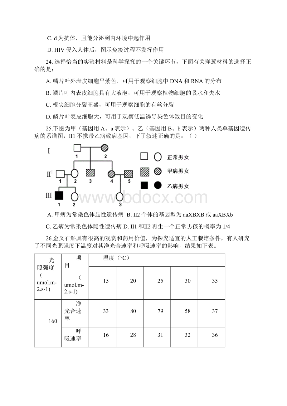 广东省佛山市届高三教学质量检测二理综生物试题 Word版含答案.docx_第3页