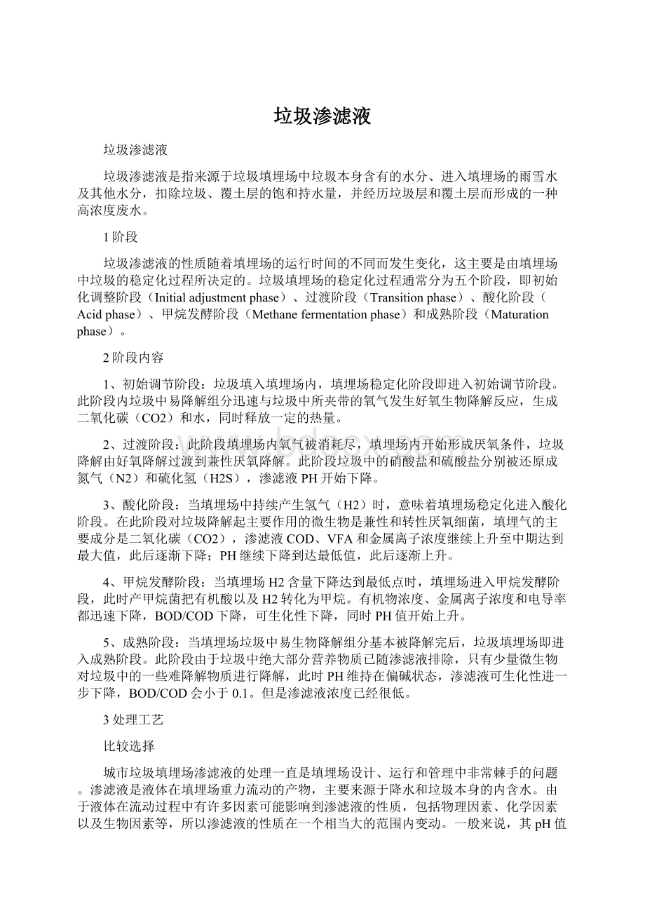 垃圾渗滤液Word文档格式.docx