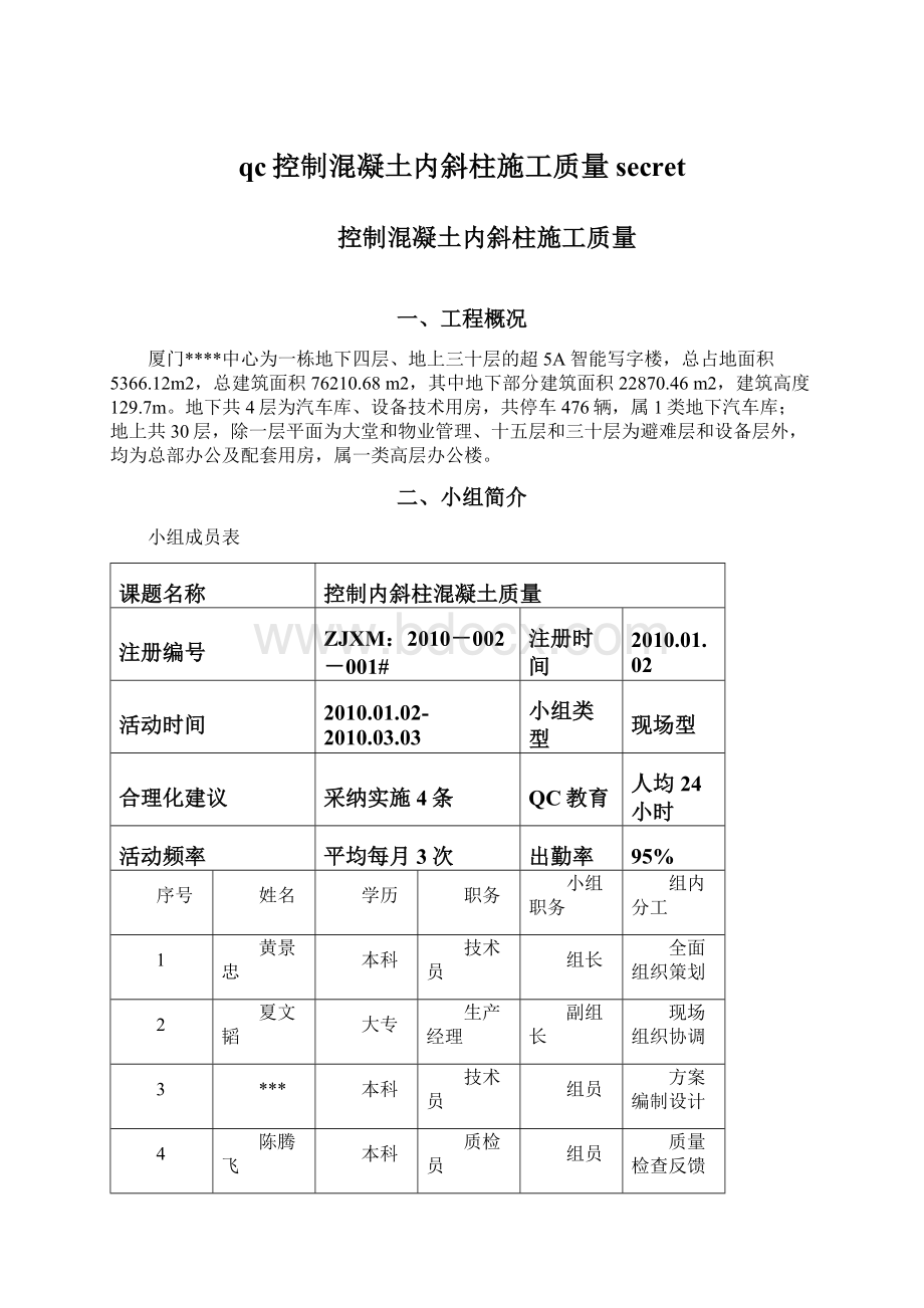 qc控制混凝土内斜柱施工质量secret.docx