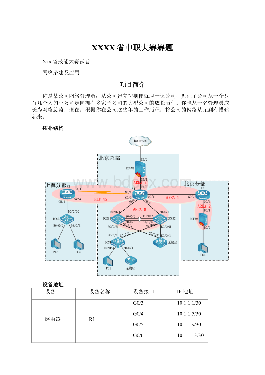 XXXX省中职大赛赛题Word文件下载.docx_第1页