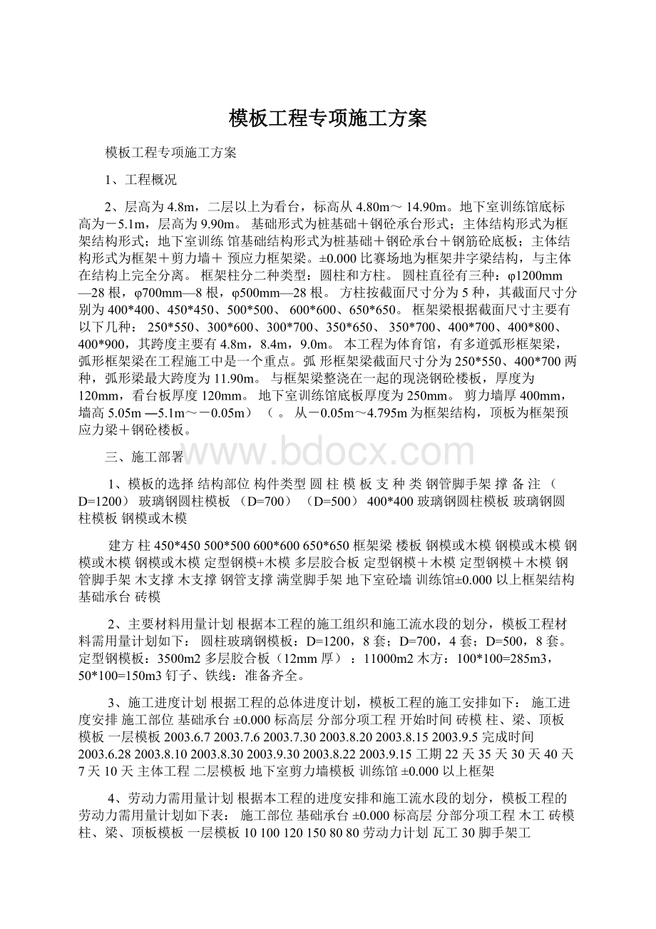 模板工程专项施工方案.docx_第1页