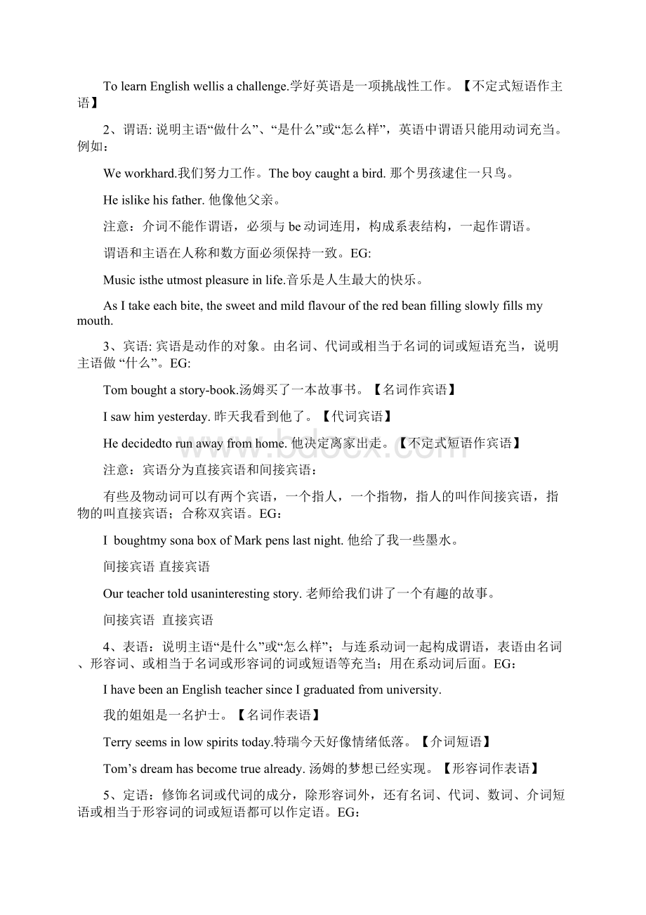 高考英语语法精讲与精练句子成分和基本句型Word下载.docx_第2页