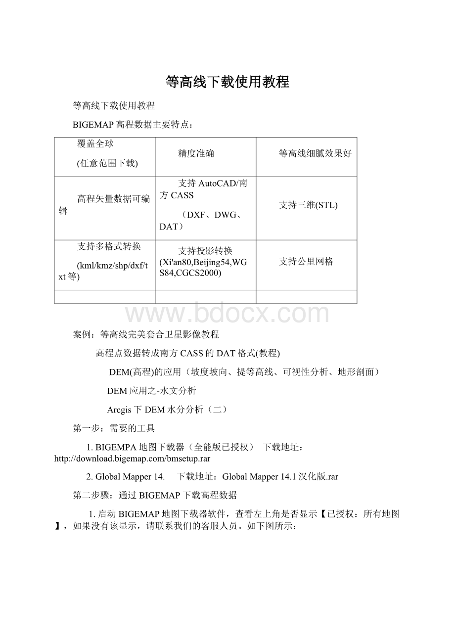 等高线下载使用教程.docx