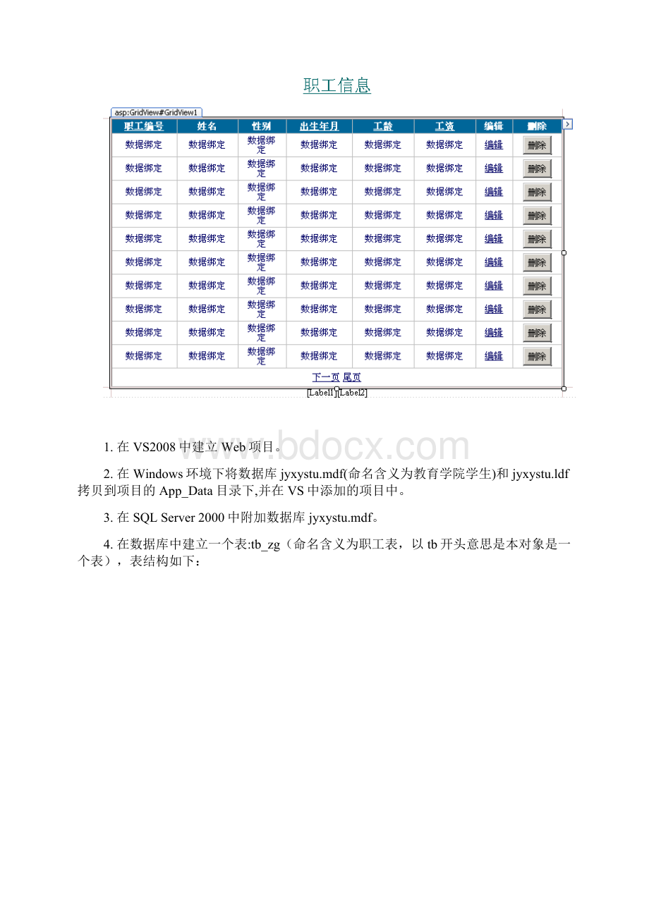 GridView1删除修改字段类型全而且用GridView集成处理Word文档下载推荐.docx_第2页