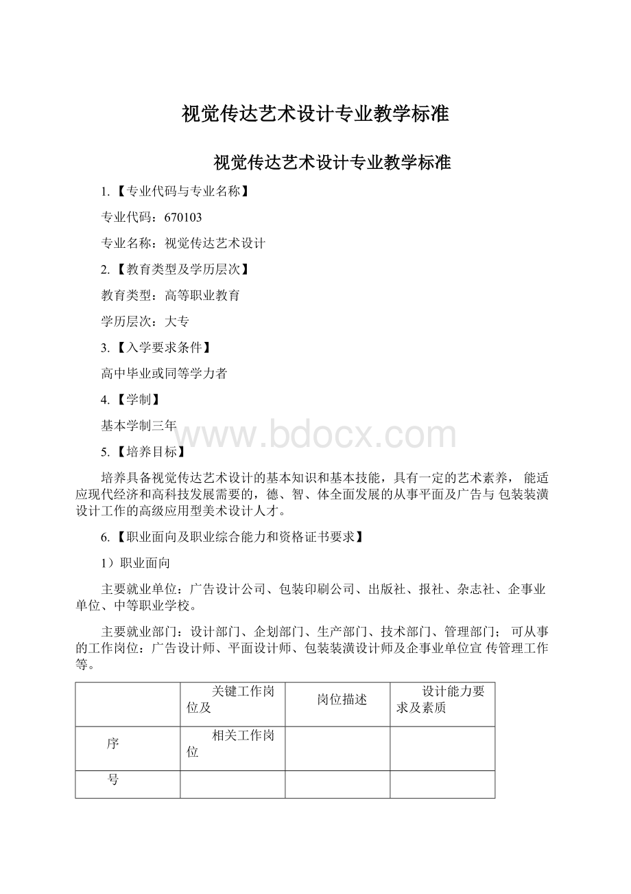 视觉传达艺术设计专业教学标准Word文档下载推荐.docx