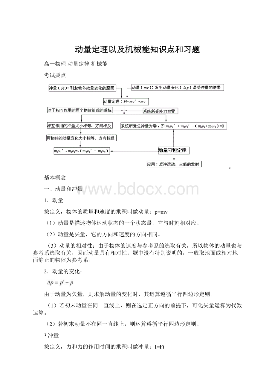 动量定理以及机械能知识点和习题Word格式.docx_第1页