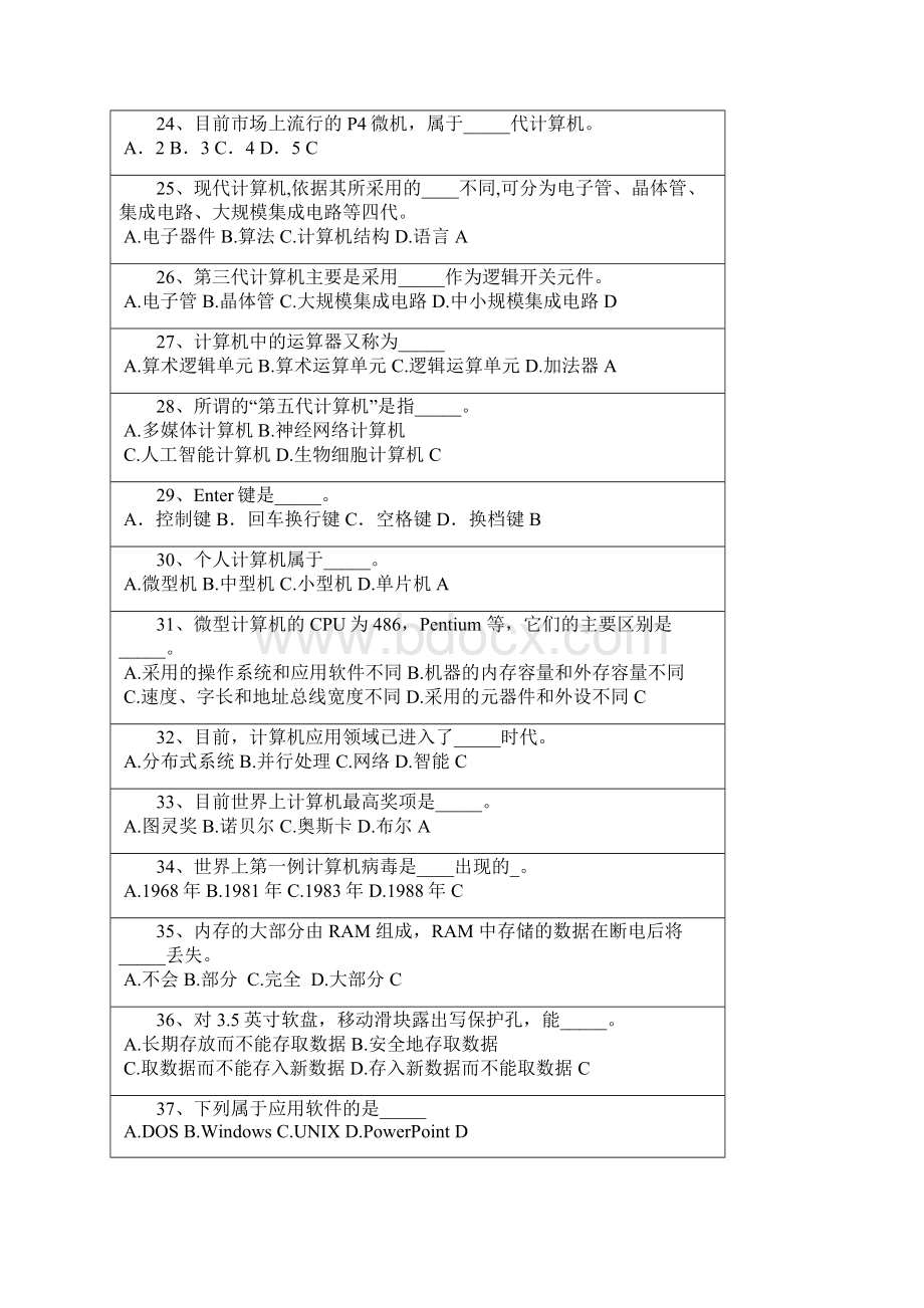 安徽省计算机一级考试试题库及答案.docx_第3页