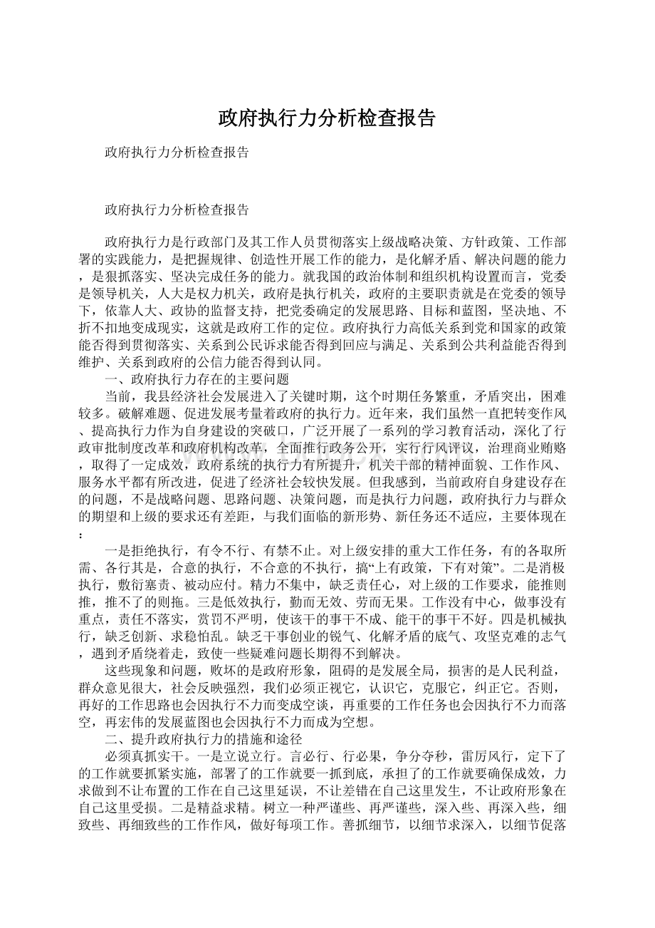 政府执行力分析检查报告.docx_第1页