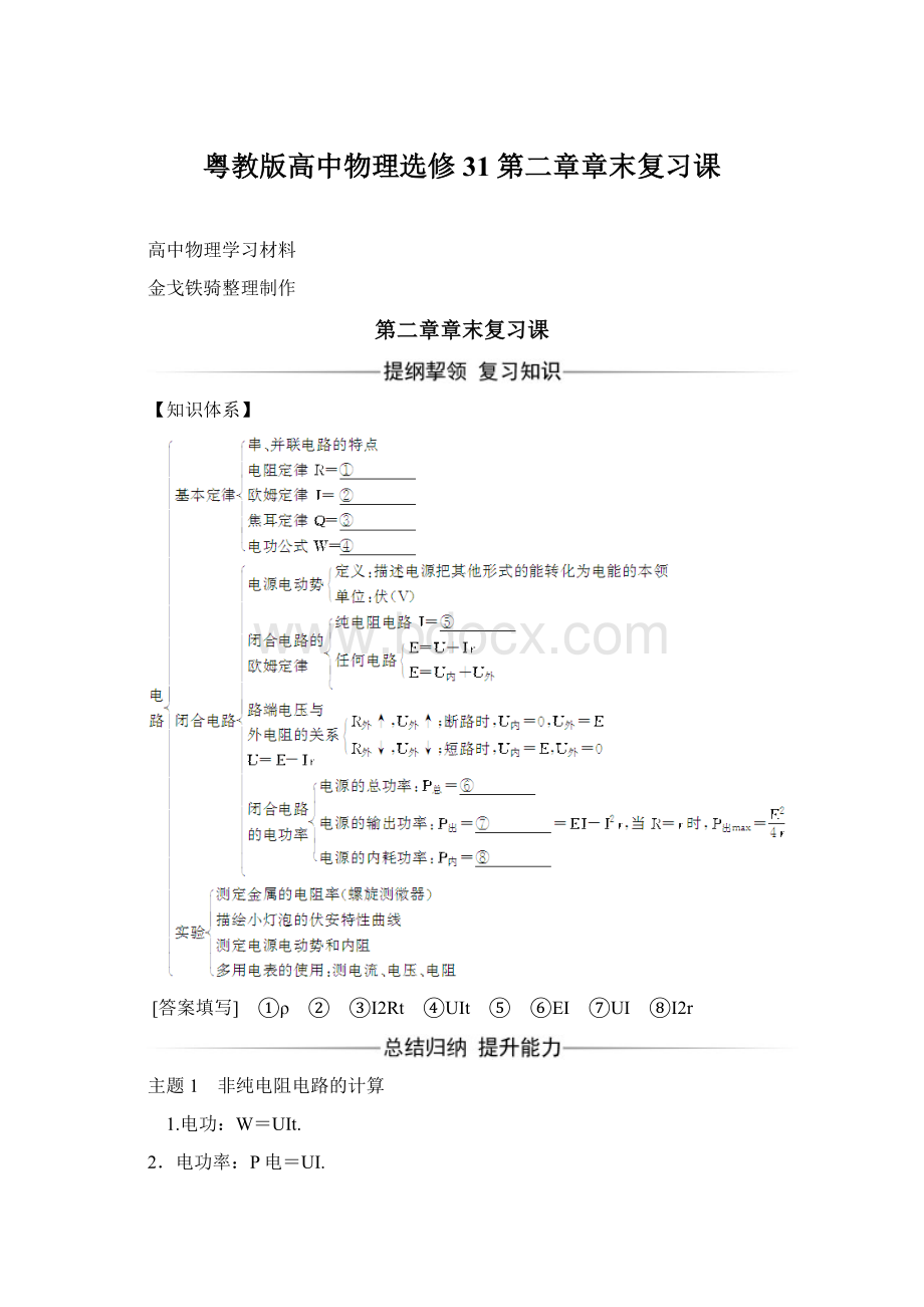 粤教版高中物理选修31第二章章末复习课.docx_第1页