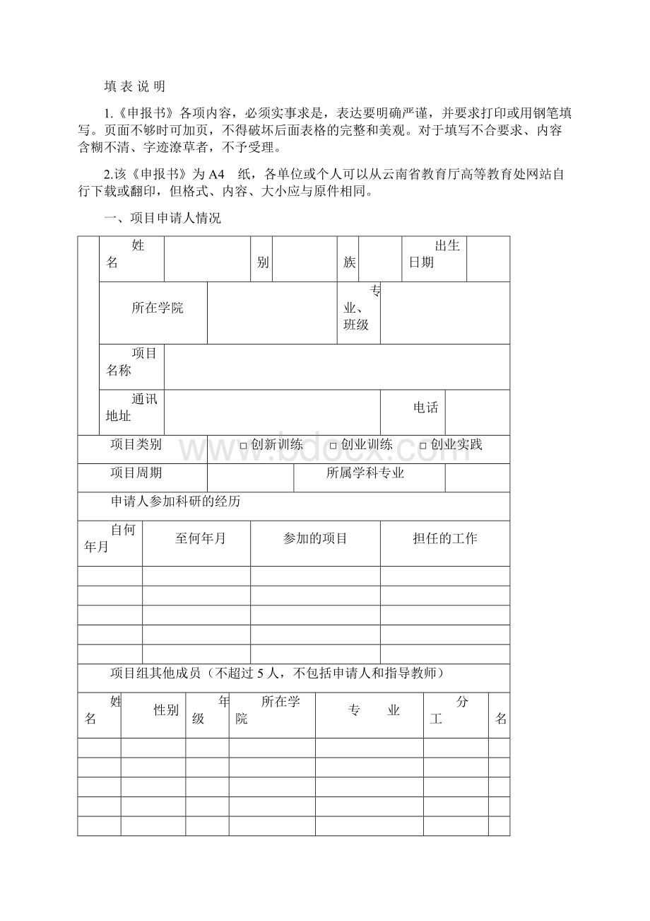 云南省大学生创新创业训练计划项目立项申请表.docx_第2页