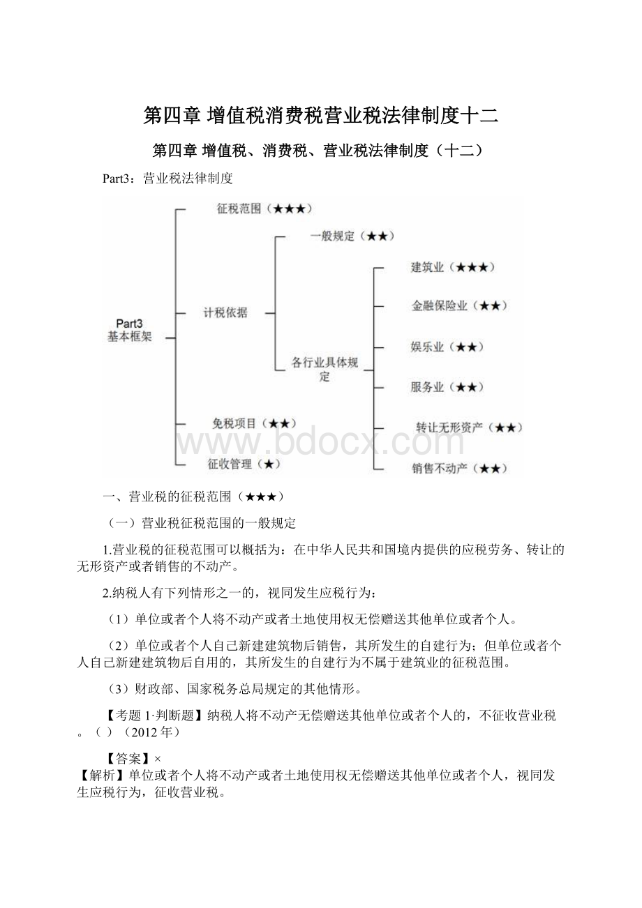 第四章 增值税消费税营业税法律制度十二Word文档下载推荐.docx_第1页