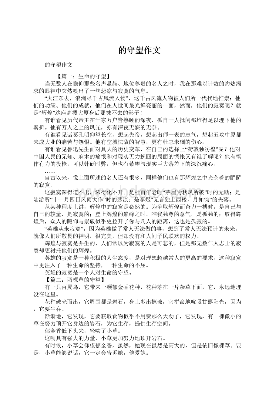 的守望作文Word文档下载推荐.docx