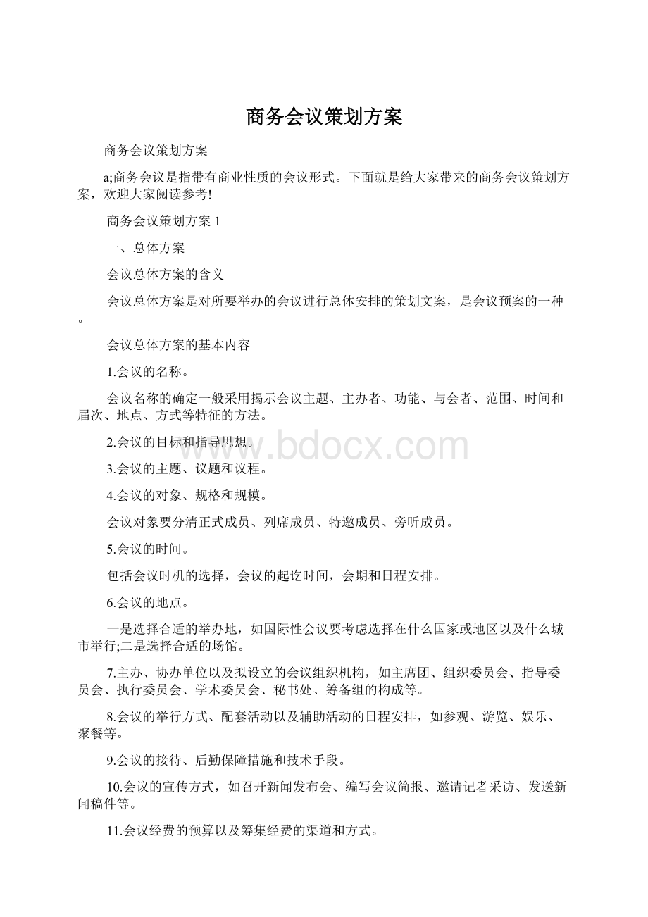 商务会议策划方案Word文档格式.docx