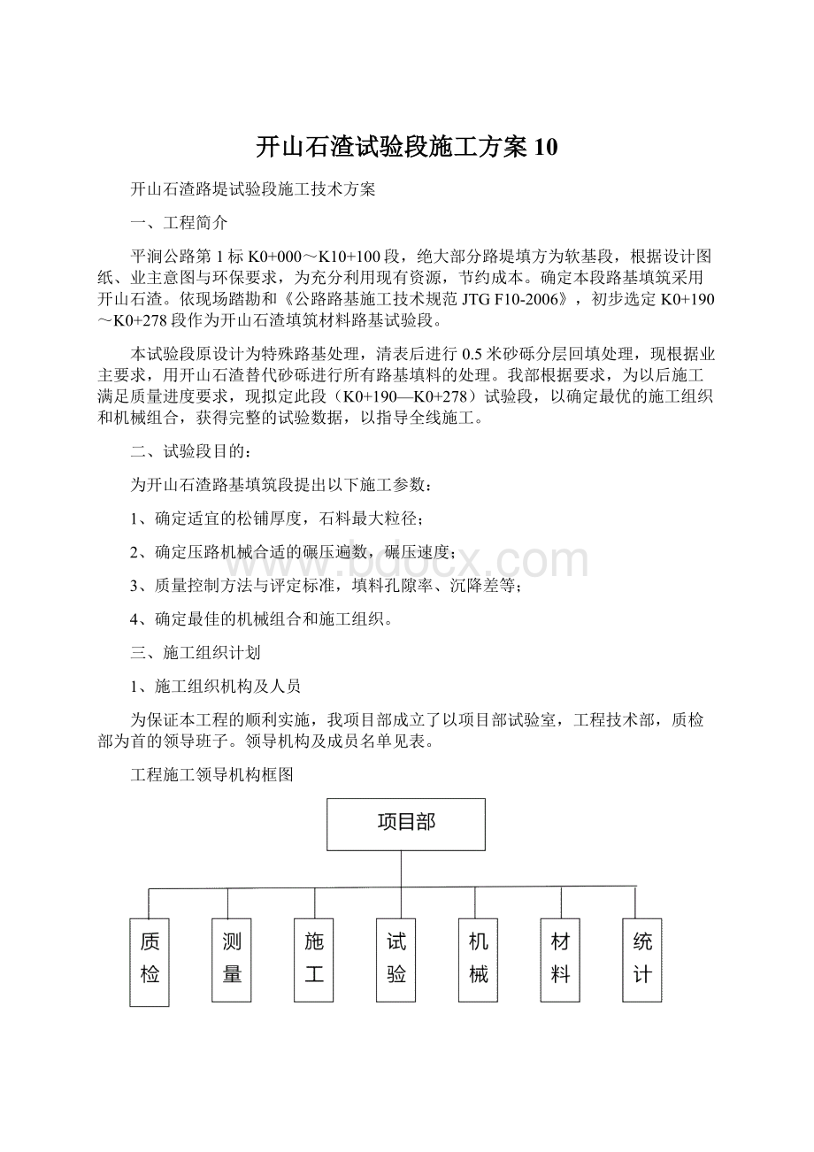 开山石渣试验段施工方案10Word格式文档下载.docx_第1页