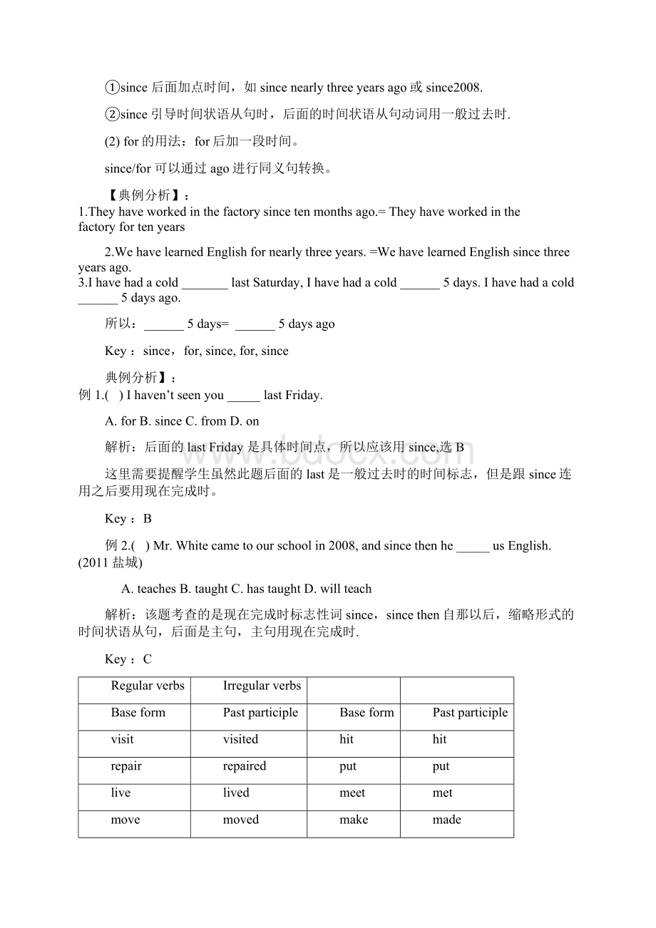 中考英语语法现在完成时 专题复习 含练习题及答案全套.docx_第3页