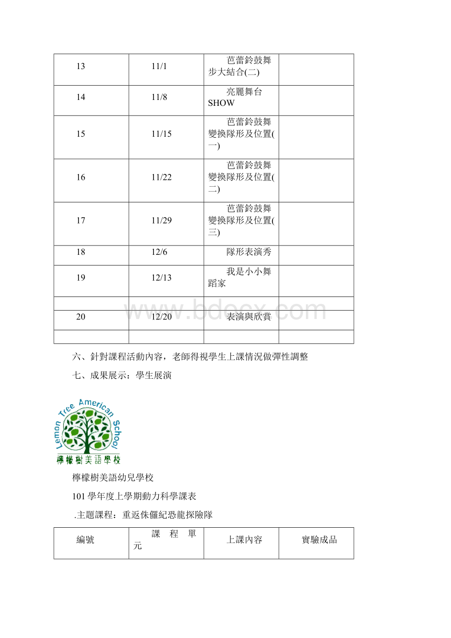 杨心国小九十五学第一学期课后托育教学课程柠檬树幼儿园文档格式.docx_第2页