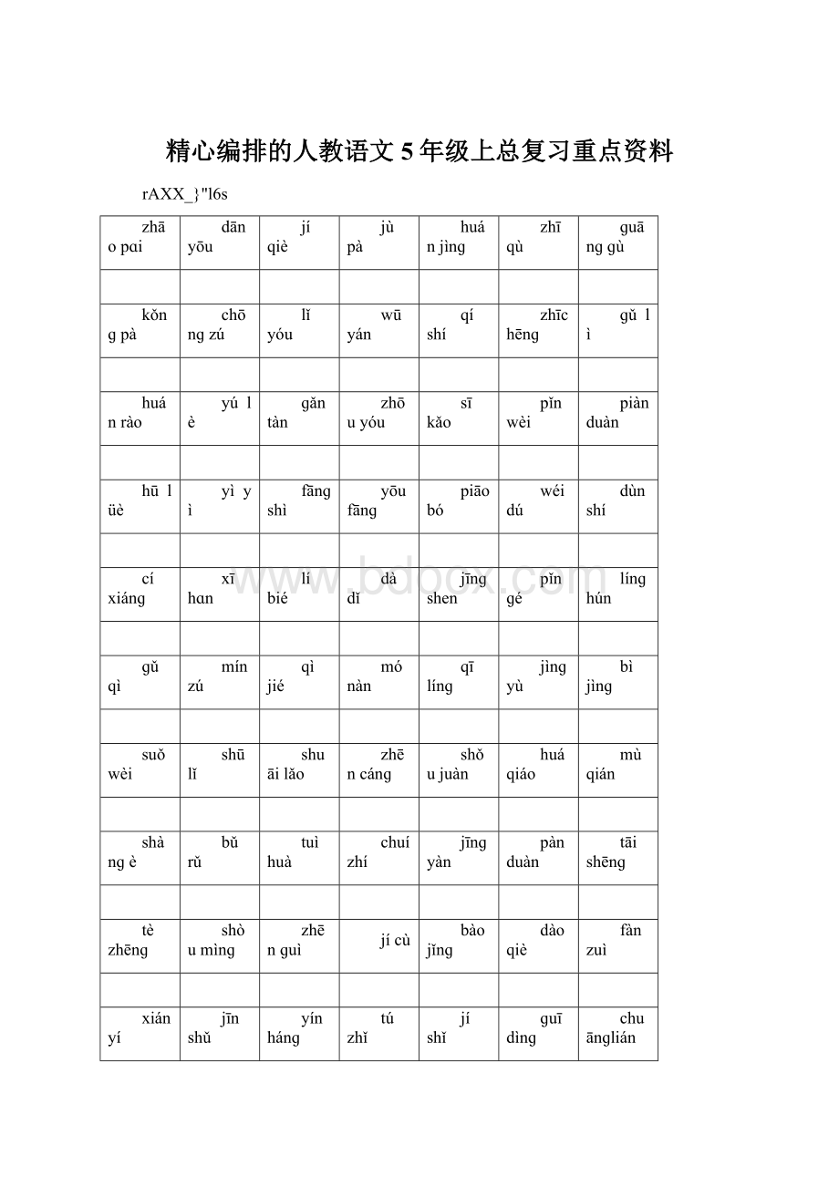 精心编排的人教语文5年级上总复习重点资料.docx