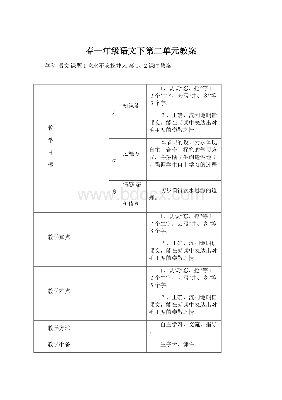 春一年级语文下第二单元教案Word文档格式.docx