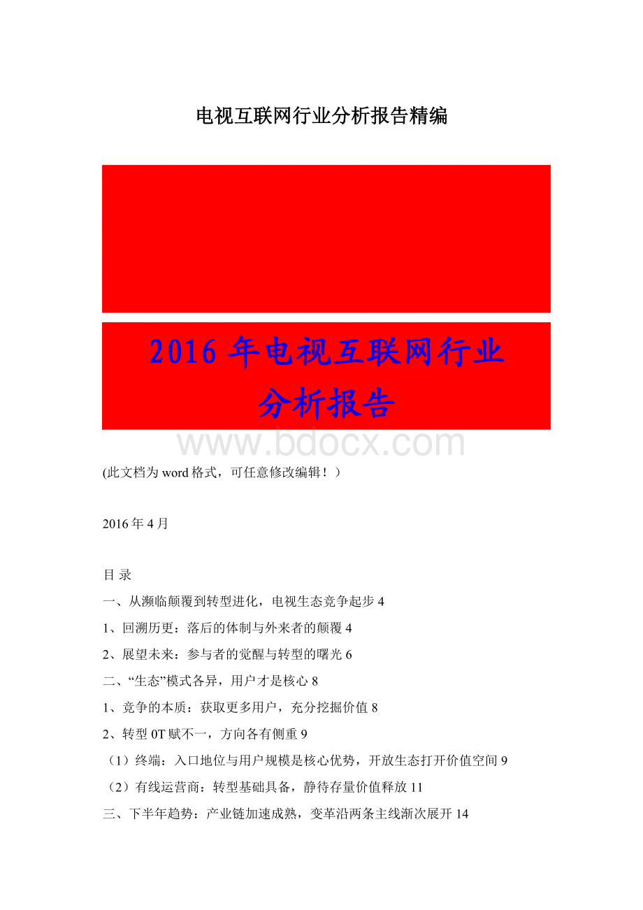 电视互联网行业分析报告精编Word文件下载.docx_第1页