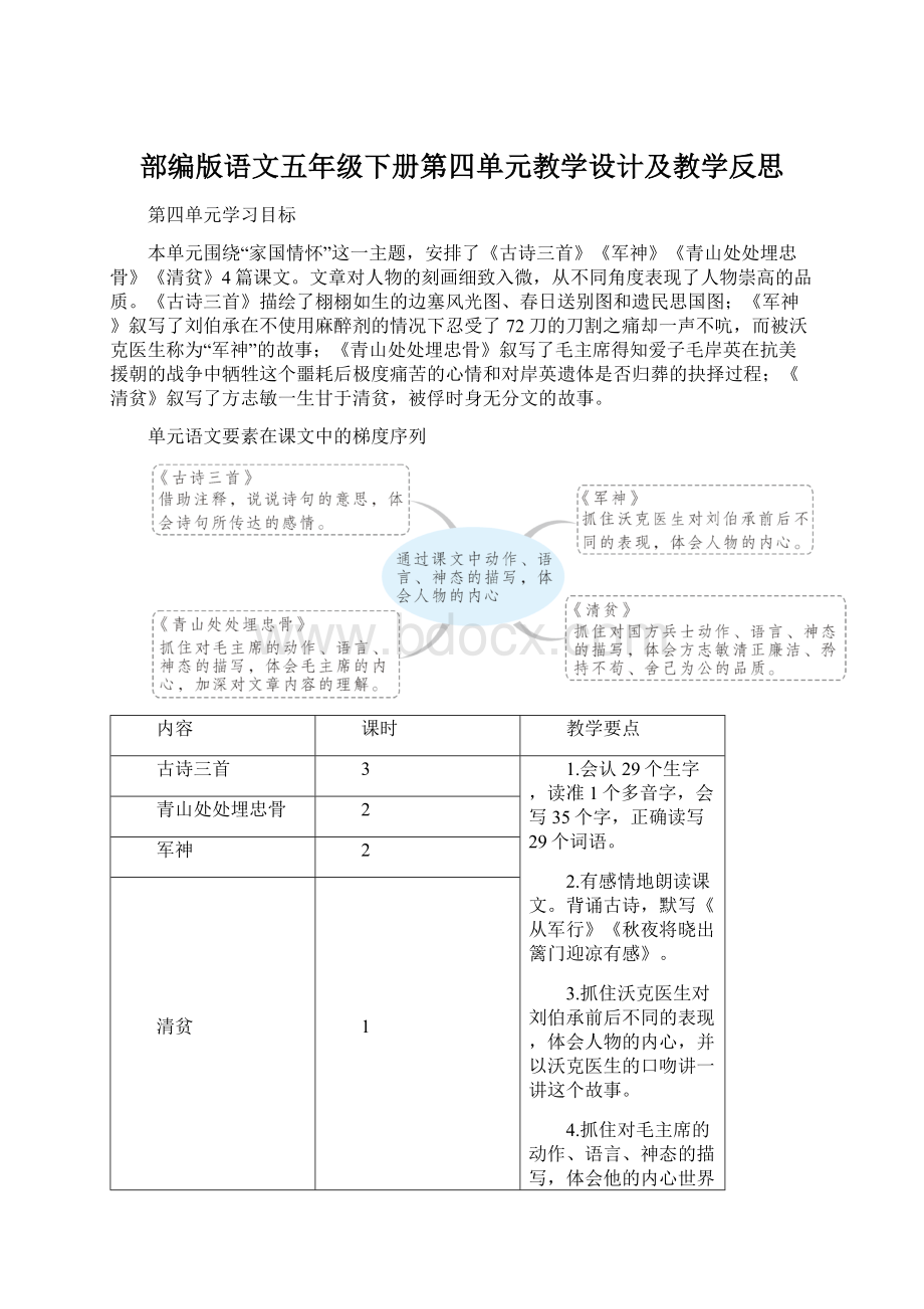 部编版语文五年级下册第四单元教学设计及教学反思Word格式文档下载.docx_第1页