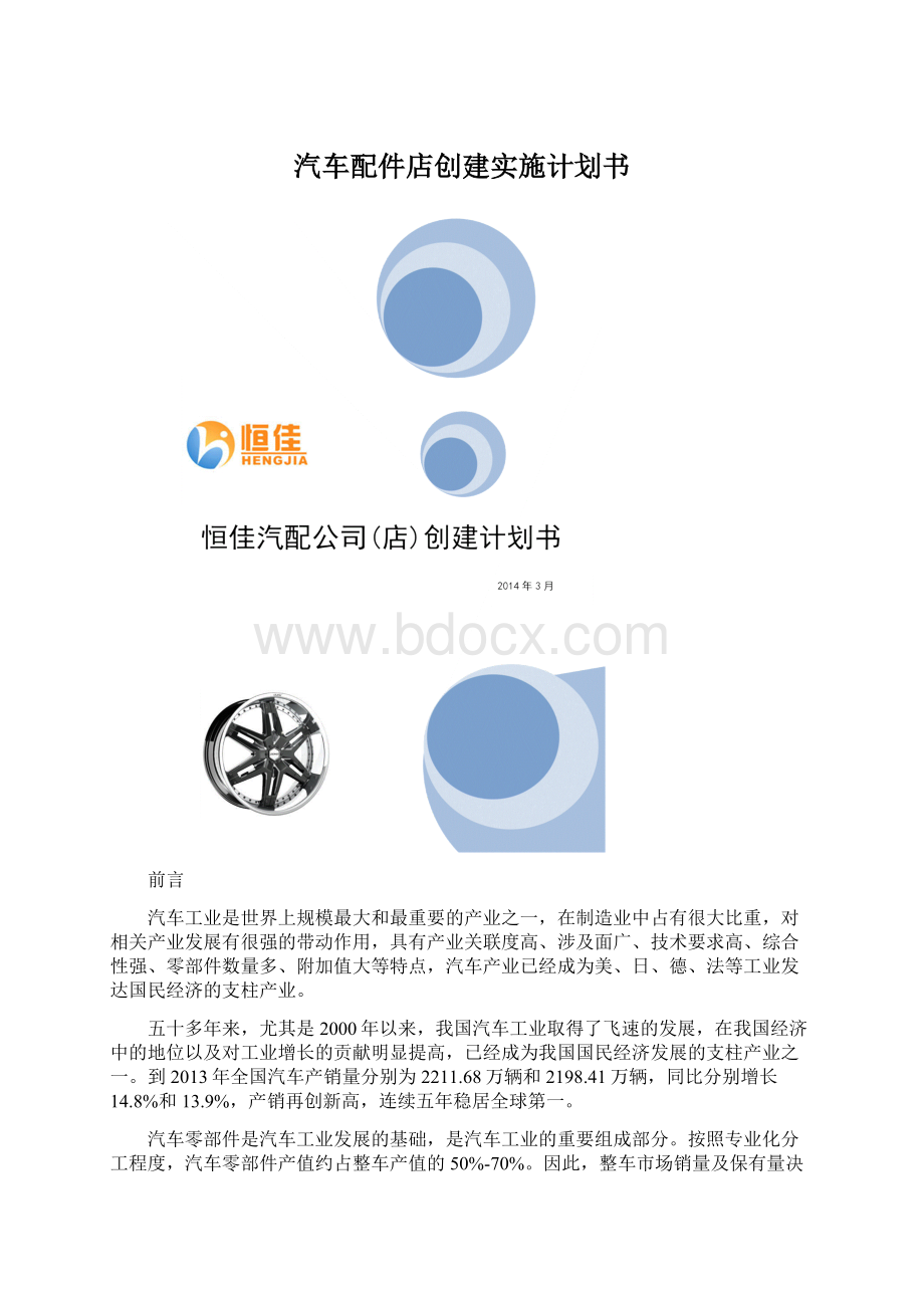 汽车配件店创建实施计划书.docx_第1页