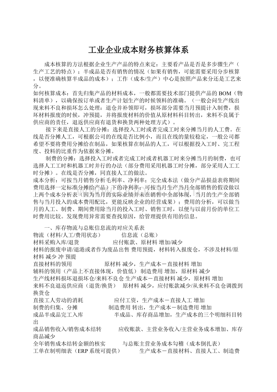 工业企业成本财务核算体系.docx