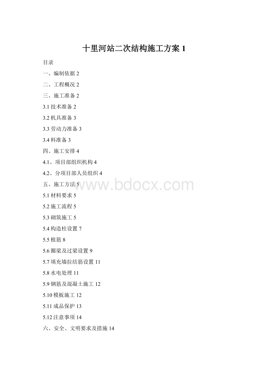 十里河站二次结构施工方案1.docx