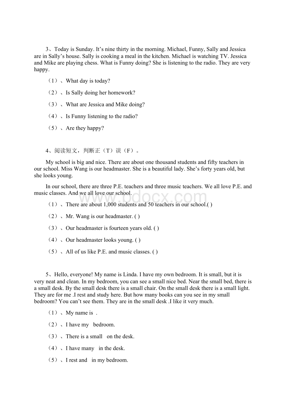 PEP人教版小学英语四年级下册阅读理解练习36篇.docx_第2页