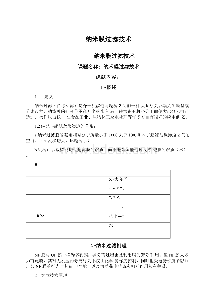 纳米膜过滤技术Word文档下载推荐.docx