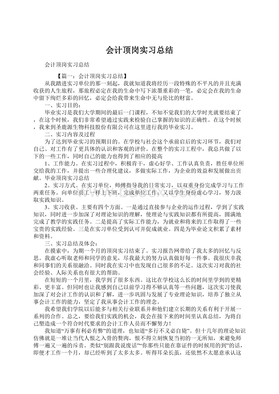 会计顶岗实习总结文档格式.docx