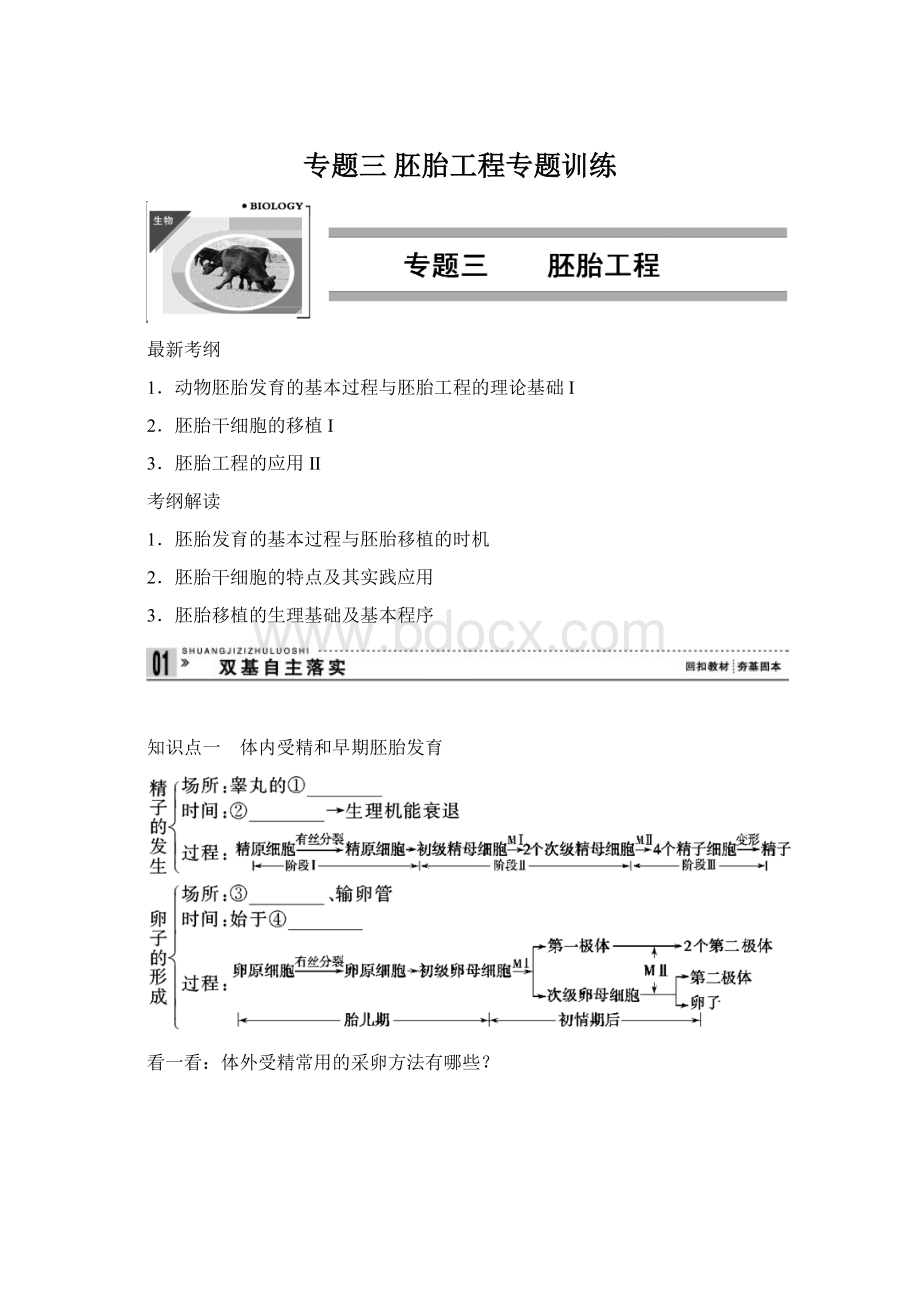 专题三 胚胎工程专题训练Word文档格式.docx