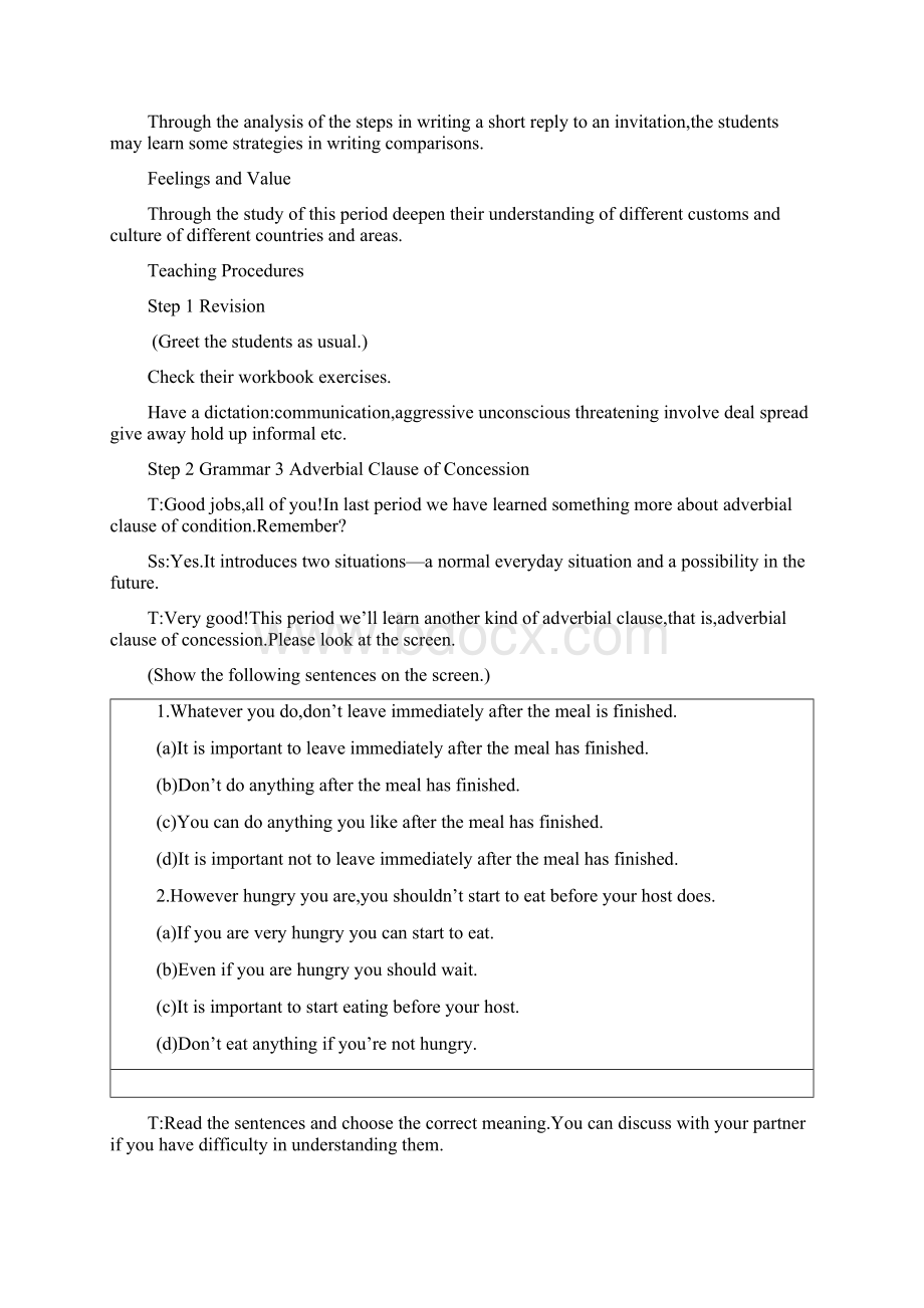 高中英语新课标外研版必修4教案 Period5Module3 Body Language and Nonverbal Communication.docx_第2页