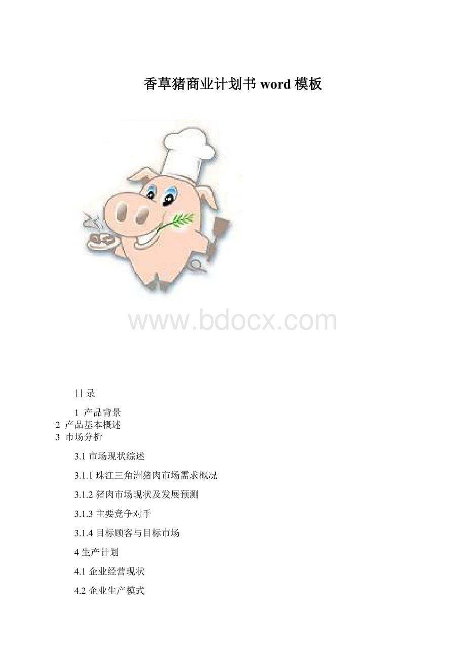 香草猪商业计划书word模板.docx