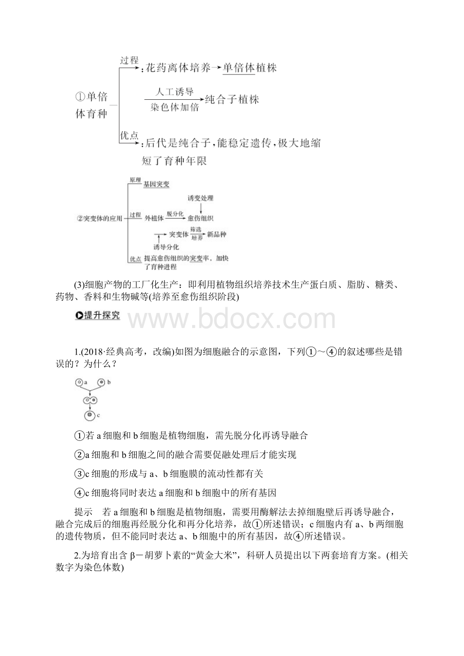 届 一轮复习人教版 细胞工程 学案.docx_第3页