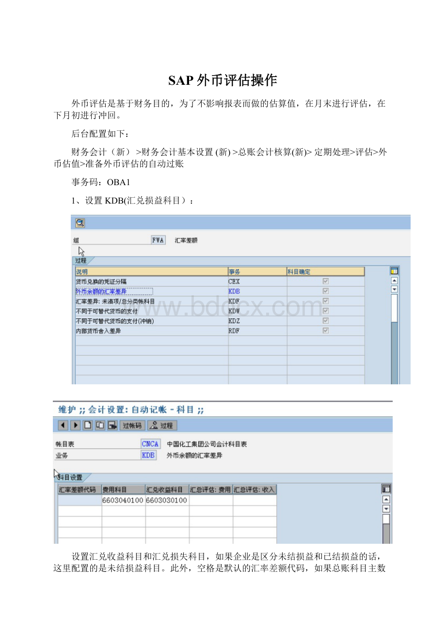 SAP外币评估操作文档格式.docx