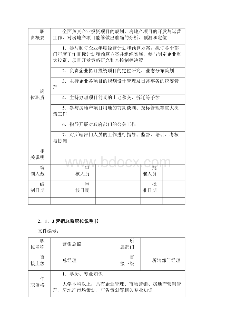 房地产企业职位说明书参考模板Word文件下载.docx_第3页