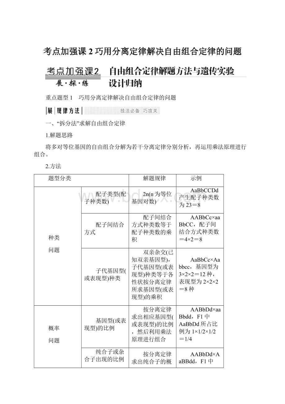 考点加强课2巧用分离定律解决自由组合定律的问题.docx_第1页