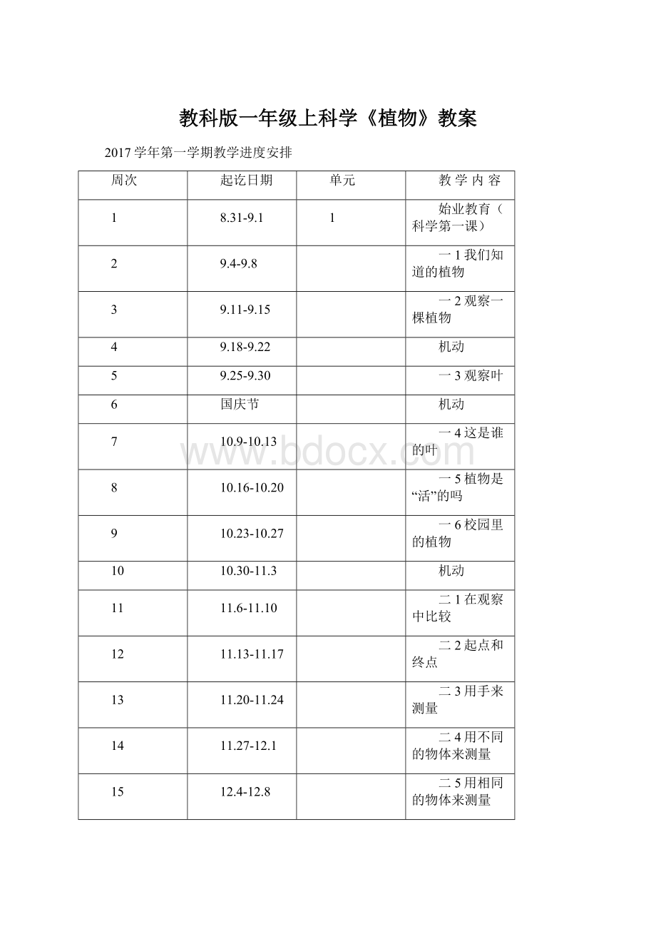 教科版一年级上科学《植物》教案.docx