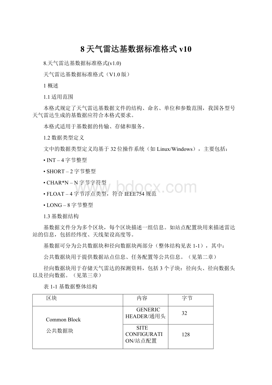 8天气雷达基数据标准格式v10.docx