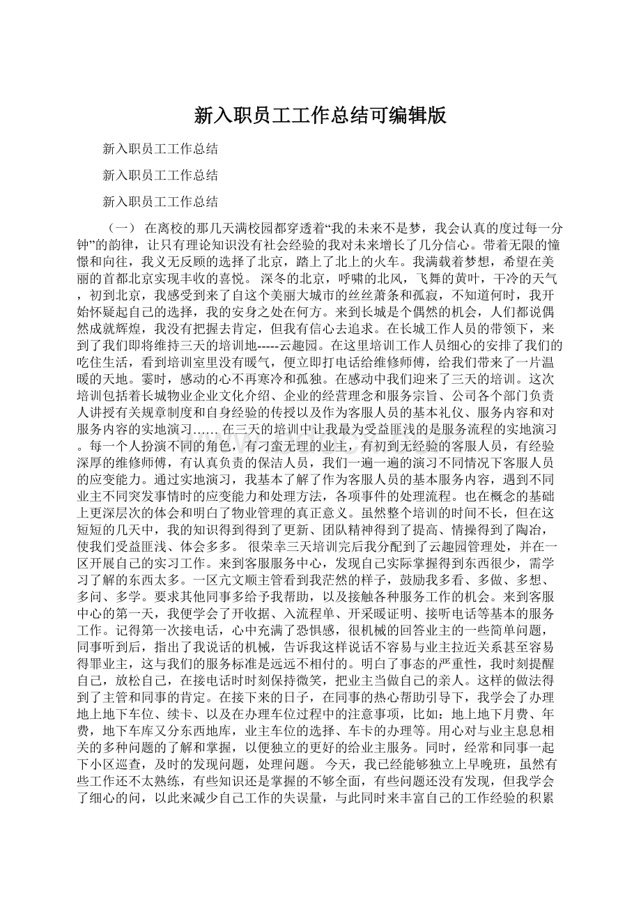 新入职员工工作总结可编辑版Word格式文档下载.docx_第1页