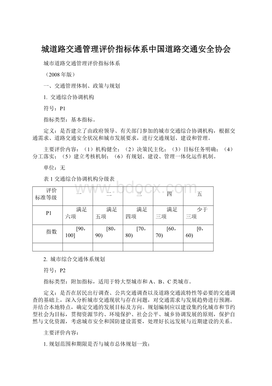 城道路交通管理评价指标体系中国道路交通安全协会Word文档下载推荐.docx