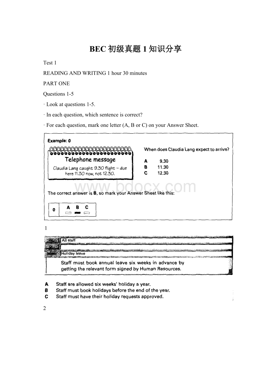 BEC初级真题1知识分享Word格式文档下载.docx